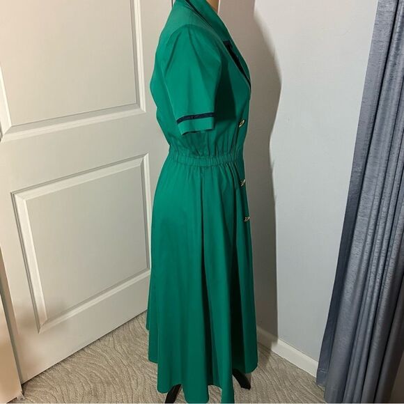 J.G. Hook Vintage Cotton Green Buttoned Maxi Dress - Picture 4 of 6